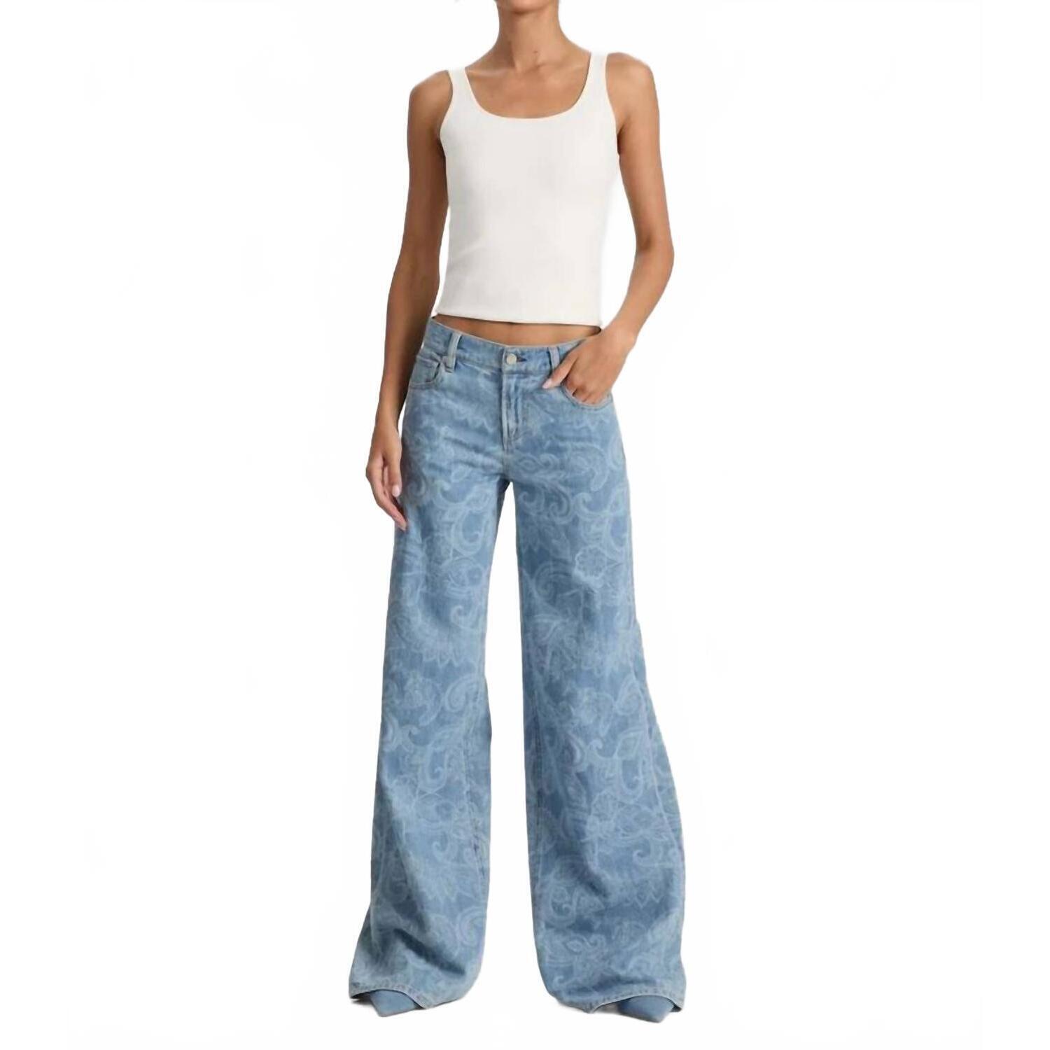 New Alice + Olivia Amazing Baggy Jean In Laser Paisley
